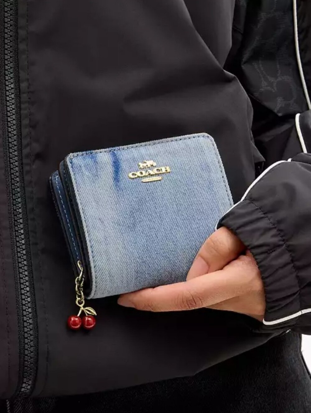 Coach Snap Wallet in Loved Denim with Charms - Picture 3 of 3